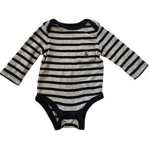 Baby Gap Romper Brannan's Long Sleeved with Bear 3 - 6 Months Gray & Navy 2010's